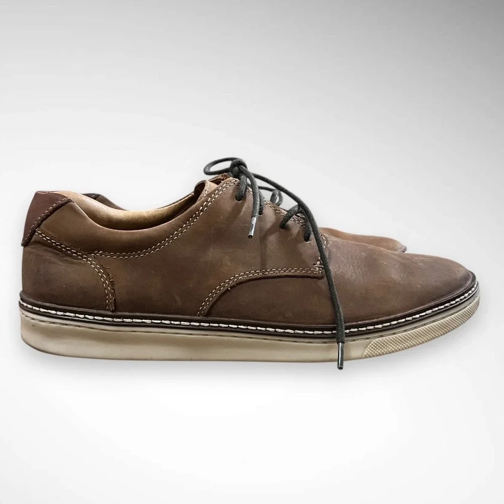 JOHNSTON & MURPHY Tan Oiled Full Grain Sheepskin McGuffey Plain‎ Derby Shoes Toe